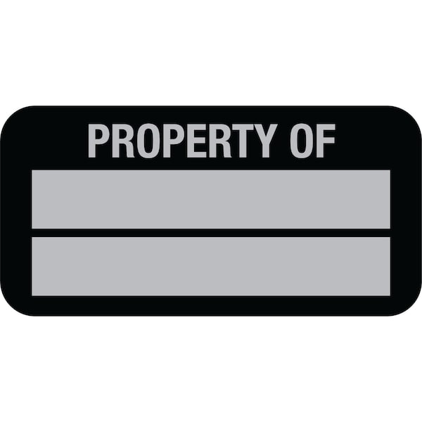 Lustre-Cal Property ID Label PROPERTY OF 5 Alum Black 1.50in x 0.75in 2 Blank No Pads, 100PK 253769Ma2K0000 - main